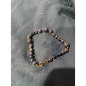 Handmade Gold Filled Lapis Lazuli Beaded Bracelet Blue Artisan Jewelry